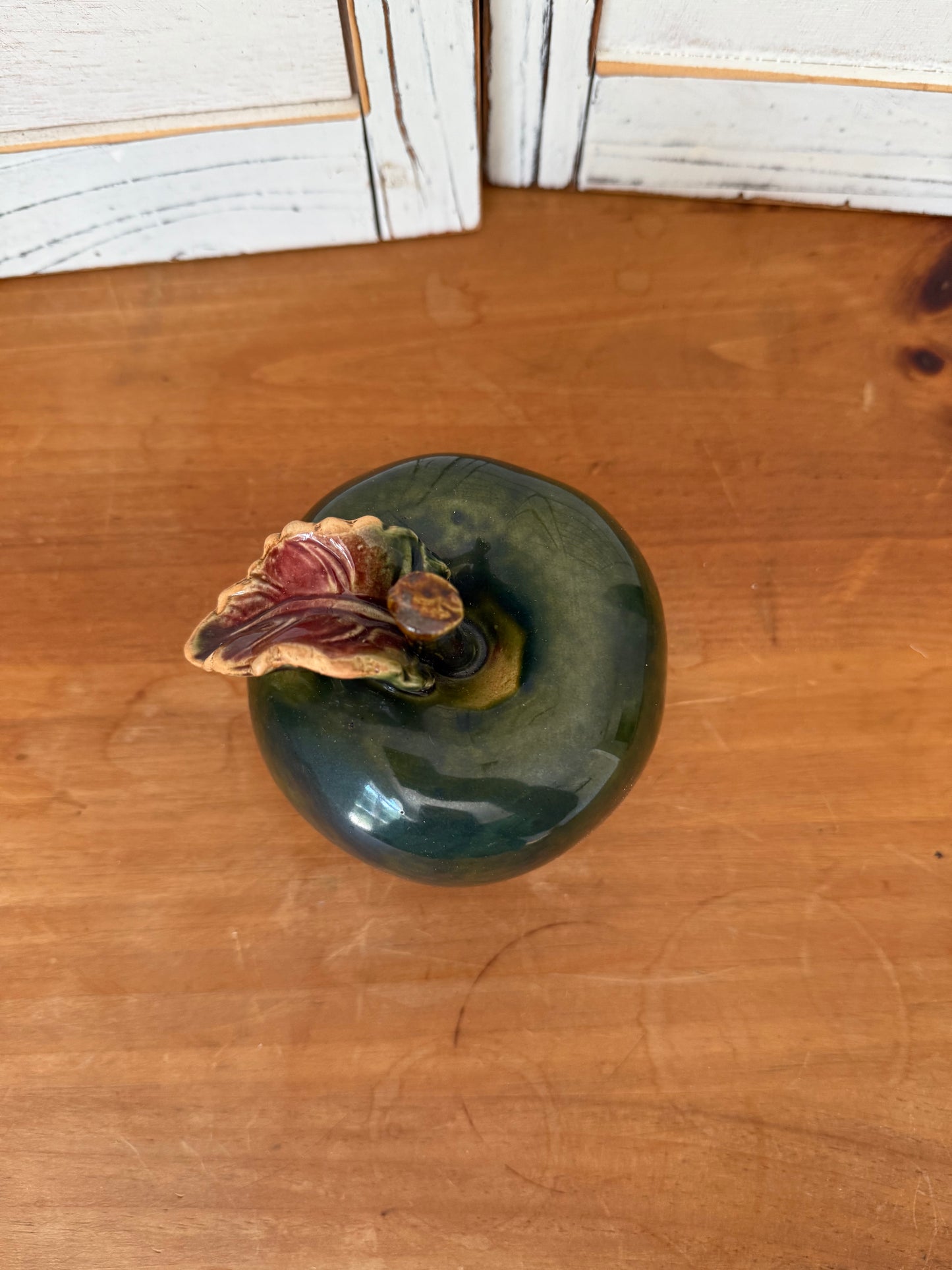 Vintage Glazed Ceramic Green Apple