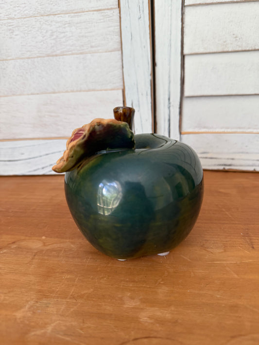 Vintage Glazed Ceramic Green Apple